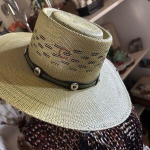Stylish Charlie One Horse Green Straw Hat 👒 NWOT 🤠
